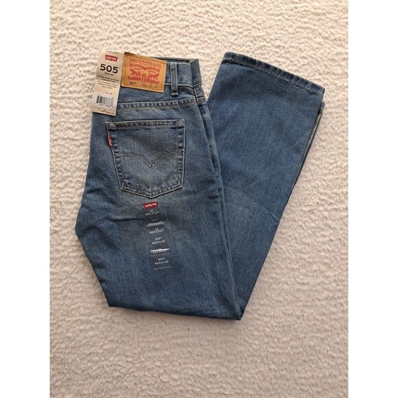 Levis 505 Jeans Boys Size 14 Regular Straight Leg Blue 27 x 27 NEW With Tags - Picture 1 of 12